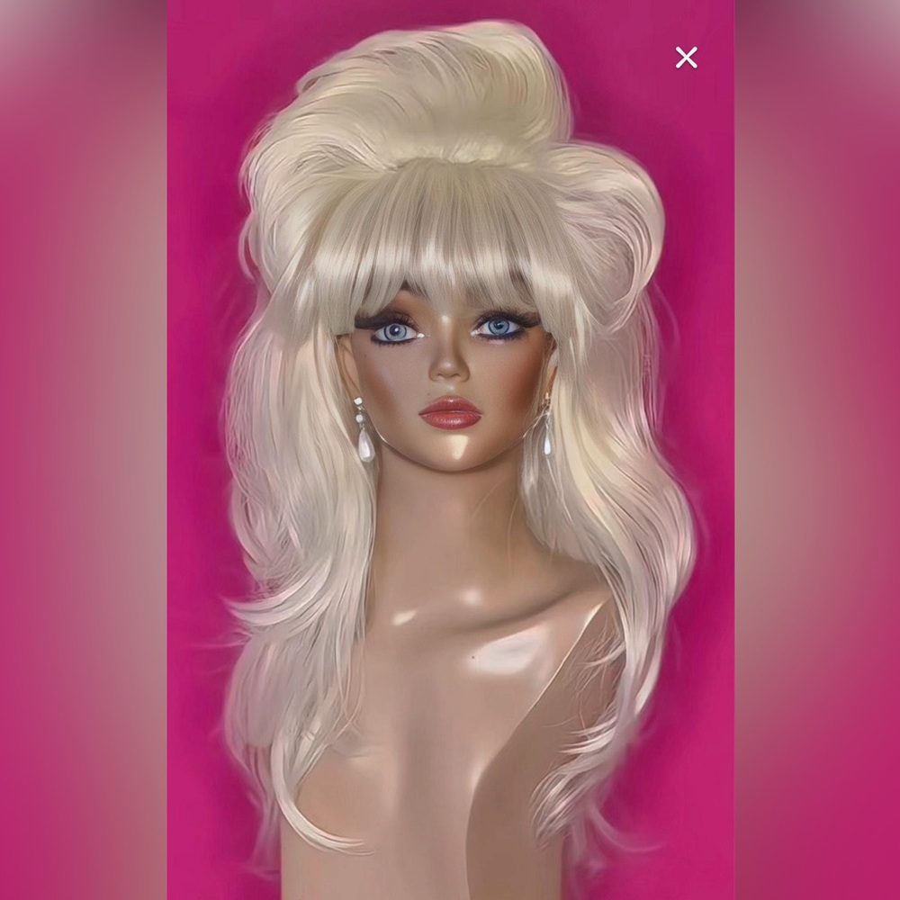 Platinum Blonde Long Mullet Styled Synthetic Wig